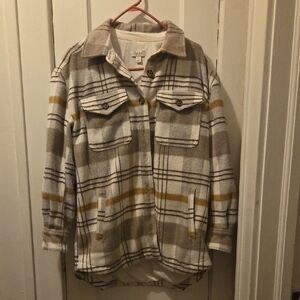Style & Co. Plaid Utility Jacket - Cream, Tan, and Brown